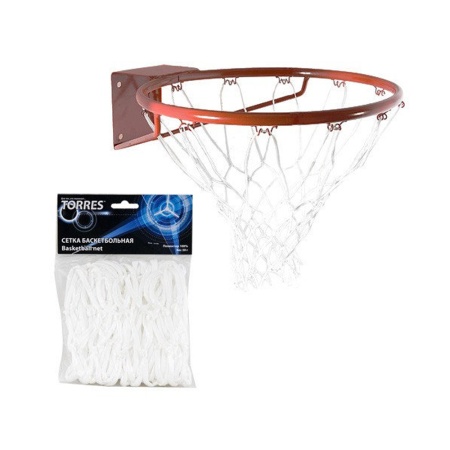 Купить Сетка баскетбольная Torres, нить 4 мм, белая в Дербенте 